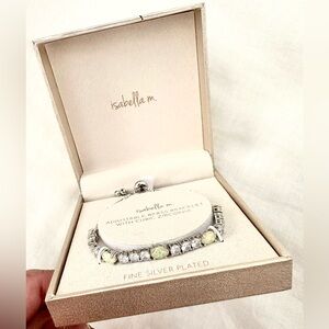 Isabella M Adjustable Brass Bracelet with Cubic Zirconia